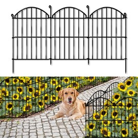 GILPWA Decorative Garden Fence 23 in(H) x 15.94ft(L), 15 Panels Animal Barrier Fencing Arched Rustproof Metal Border Ground Stake for Rabbit Dog, Outdoor Decor for Yard & Patio