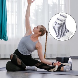 Fourluoo 6 Pairs Women's Flip Flop Socks Tabi Two Toe Split Polyester Cotton Breathable Crew Ankle Sandal Socks for Athletic Women