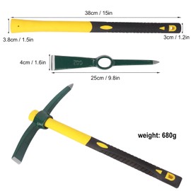 Biugaaufai 3 Pack 15 Inch Mattock Hoe, Steel Forged Pickaxe with Fiberglass Handle, Weeding Pick Axe, Hand Digging Mattock for Camping, Prospecting, Weeding