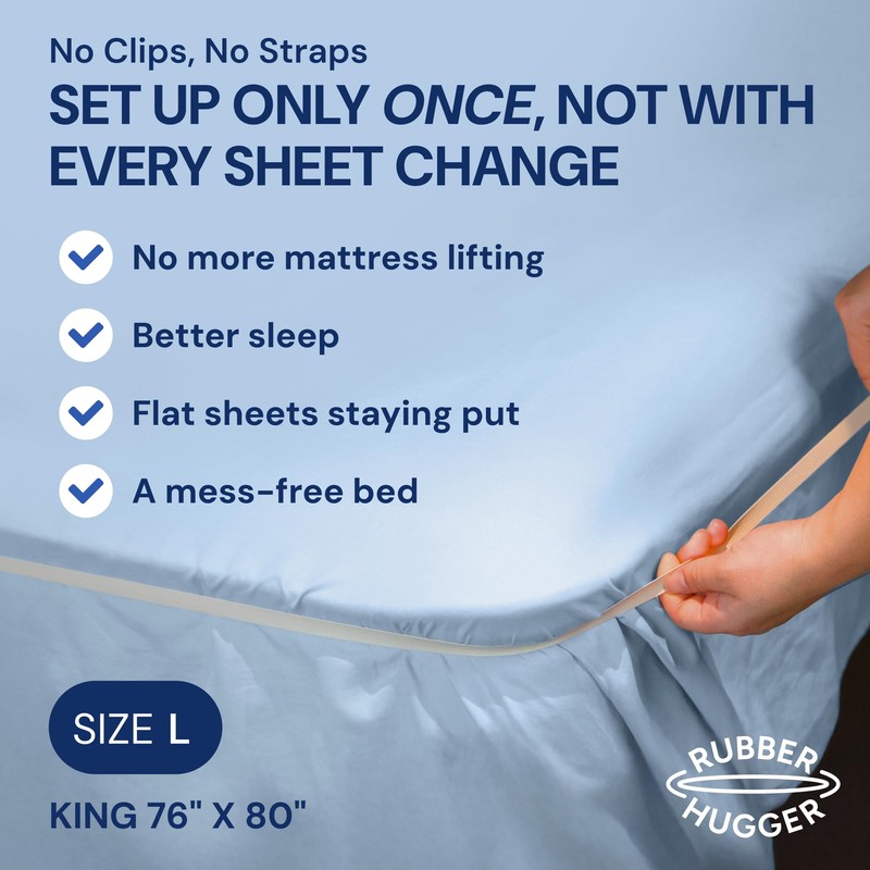 RUBBER HUGGER Elastic Fitted Sheet Straps - King Size Rubber