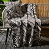 OHS Fleece Throw Blanket Leaf Print, Black/White Garden Blanket Lightweight