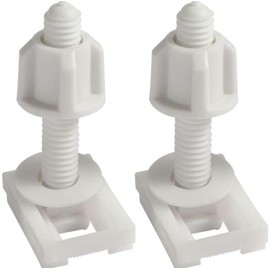 2Pcs White Plastic Toilet Seat Screws and Nuts with Washers,Hinge Bolts Screws Hinges Replacement Parts for Mounting Toilet Seats Toilet Lid Toilet Seats Home Improvement