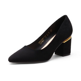 DREAM PAIRS Women's Pumps with Heel, Elegant Pumps with Block Heel, Women's Shoes, Black synthetic