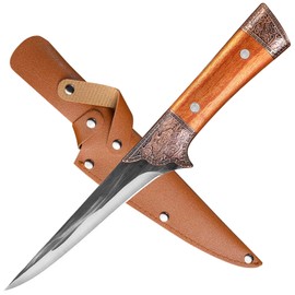 QEGNOBOK 6 Inch Boning Knife - Curved Semi-Stiff Blade for Meat Cutting, Filleting & Deboning, Ultra Sharp Butcher Knife with Non-Slip Ergonomic Handle for Chefs, Home Kitchen & Culinary Use