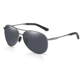 XITUADDA Sunglasses Men Women Aviator Glasses Polarised Sunglasses Oval Metal Frame Sunglasses UV400 Protection, Grey