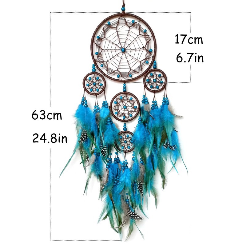 Donko Blue Large Dream Catcher with Wooden Bead