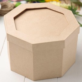 Octagon Shaped Paper Mache Box with See Thru Lids for Crafting, Storing and Creating