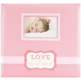 MCS MBI 13.5x12.5 Love at First Sight Baby Scrapbook Album with 12x12 Pages, Pink (860126)