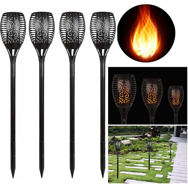 4-Pack Solar Lights Outdoor With Flickering Dancing Flame - Waterproof