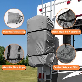 RV Tote Tank Cover Compatible 28-36 Gallon Tote Tanks Waterproof Portable RV Tote Tank Portable Cover Fits Tote Tanks Up to 45" (L) x 25" (W) x 14" (H) Gray, Nylon