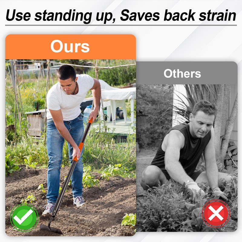 AgroPro Hoe Garden Tool, Heavy Duty Garden Hoe for Weeding,