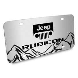 iPick Image for Jeep Rubicon Rock Mountain Graphic Brush Special Aluminum Metal License Plate for Decorative