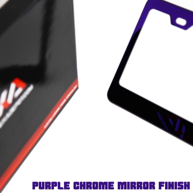 KA T304 Stainless Steel Polish Purple Chrome License Plate Frame