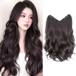 Yokosen Hair Extension, Collar Legs Wig, Long Curly Half Wig, Wave, Hair Extension, Hair Extension, Hair Extension, Clip Type, Curls, Easy to Wear, Volume Up, Natural Partial Wig, Hair Arrangement (17.7 inches (45 cm), Black Brown)