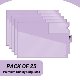 Doctor Stuff - Center Tab Vinyl Outguides, Diagonal Cut Front Pocket, Top Charge Out Slip Pocket, Plastic File Folder, Letter Size 9" x 13-1/4", Lavender, 25/Box
