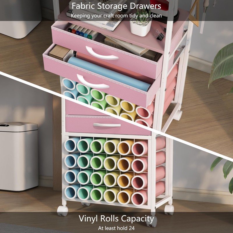 VENNQD Organizer and Storage Stand Compatible with Cricut Machines,Rolling Storage