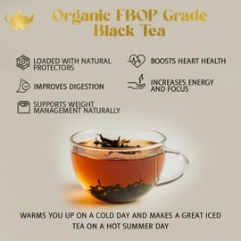 English Breakfast Tea, Organic Loose Leaf Black Tea – Robust, Full-Bodied, Classic Blend – Drink Hot or Iced – 4 oz Resealable Bag (Makes 50 Cups) – The Elegant Elephant