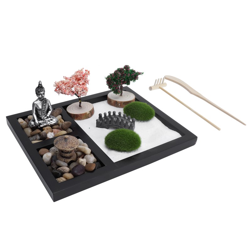 Zen Garden Sand Table Buddha Statue Sandbox Japanese Style Desktop
