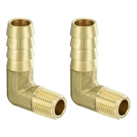QUARKZMAN Brass Hose Barb Angle Fitting 3/8 Inch Barb x 1/8 Inch NPT Male 90 Degree Brass Hose Barb Pipe Fitting for Water Fuel Air
