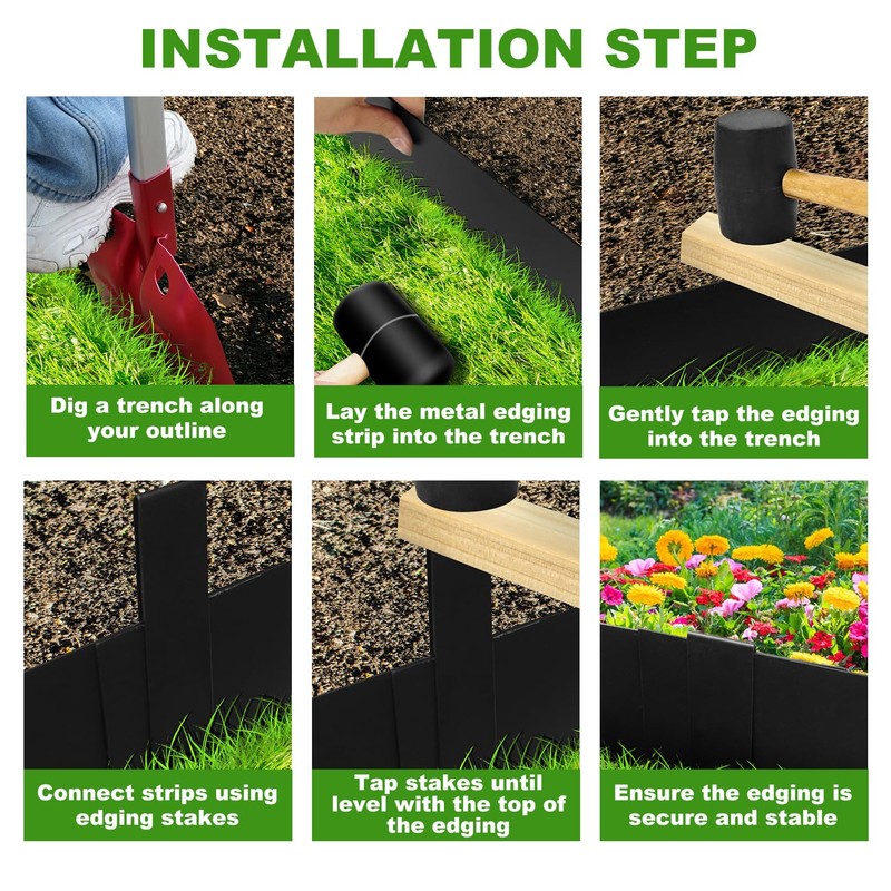 Hugeleaf Metal Landscape Edging, 40” L x 6.5” H Metal