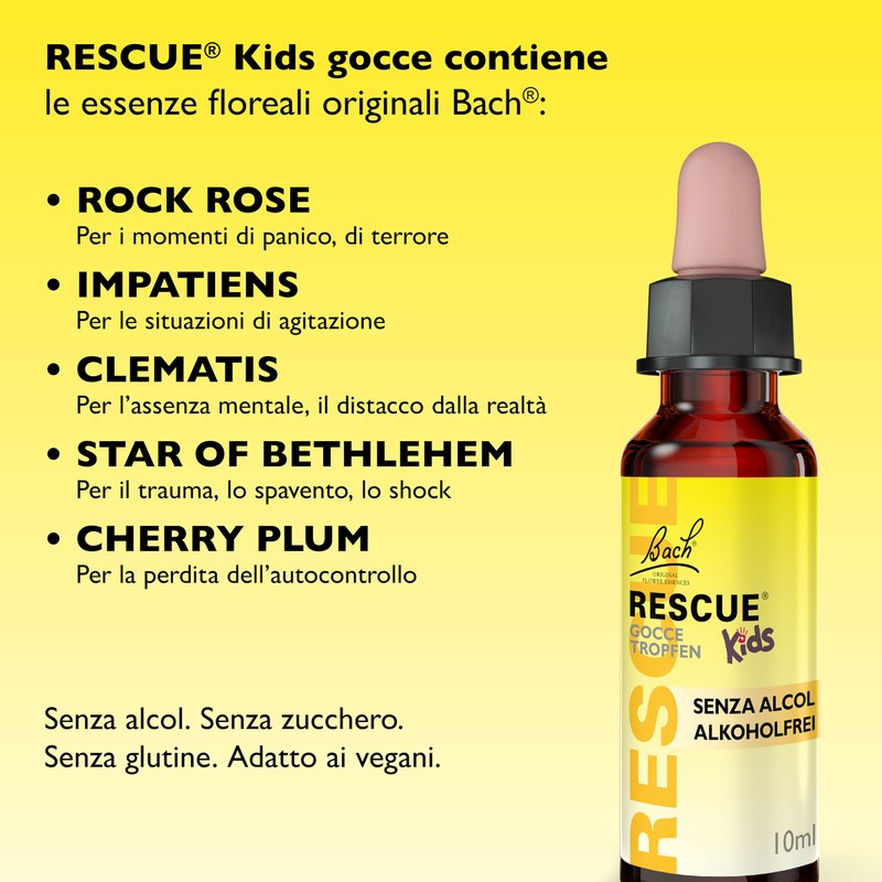 Rescue Kids 10ml, Gocce per Bambini con Fiori di Bach,