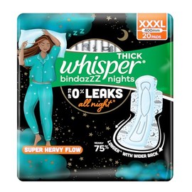 Whisper Ultra Night - Almohadillas sanitarias para mujer, XXXL 20 servilletas