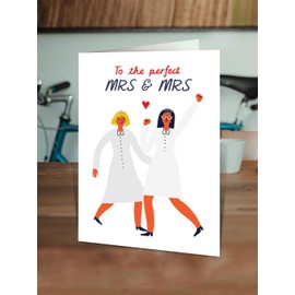 Brainbox Candy - Funny Wedding Card - 'Perfect Mrs & Mrs' - Hilarious Cards For Couple - Cheeky Humour Gay Wedding Cards - For Women Friends Mates