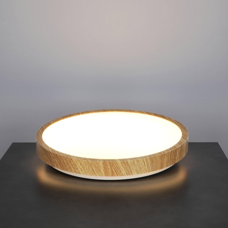 EDO, Pereti LED Ceiling Light Flat 18 W Wooden Ring