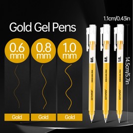 GETHPEN Gold Gel Pens 3-Pack - 0.6/0.8/1.0mm Fine to Bold Tips for Black Paper, Bullet Journaling & Holiday Crafts - Metallic Ink Set for Artists, Card Making & DIY Gifts