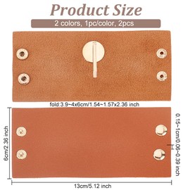 OLYCRAFT 2Pcs Leather Ponytail Holder Ponytail Wrap Hair Glove Leather Hair Cuff Accessories Leather Hair Wraps for Women with Long Hair - Black & Chocolate Color