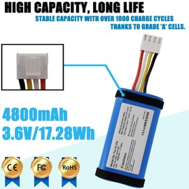 LAQUEENA GSP-1S2P-F6D 4800mAh Battery Compatible with JBL Flip 6 Waterproof Bluetooth Speaker with Tools Battery Part NO Flip6 3.6V