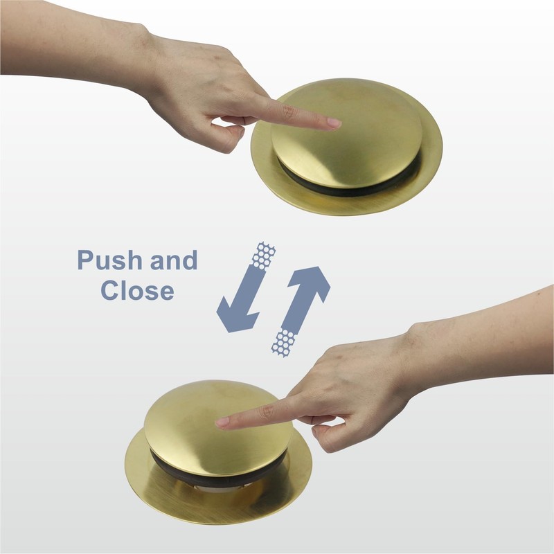 Gold Brushed Tub Drain Stopper,Universal Pop Up Bath Drain Plug