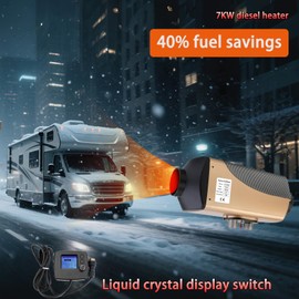 24V 7kW Diesel Heater with LCD Display, Auto Thermostat, Diesel Air Heater with Aviation Plug, Overheat Alarm, Parking Heater with High Altitude Mode, Diesel Fuel Heater for RVs, Trucks, Ships