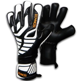 ICHNOS Extended wrist palm removable finger bars football goalkeeper gloves Black White adult size (8)