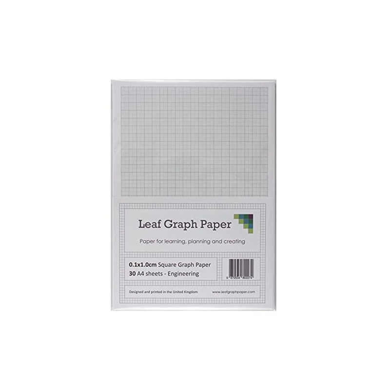 A4 Graph Paper 1mm 0.1cm Squared Engineering - 30 Loose-Leaf
