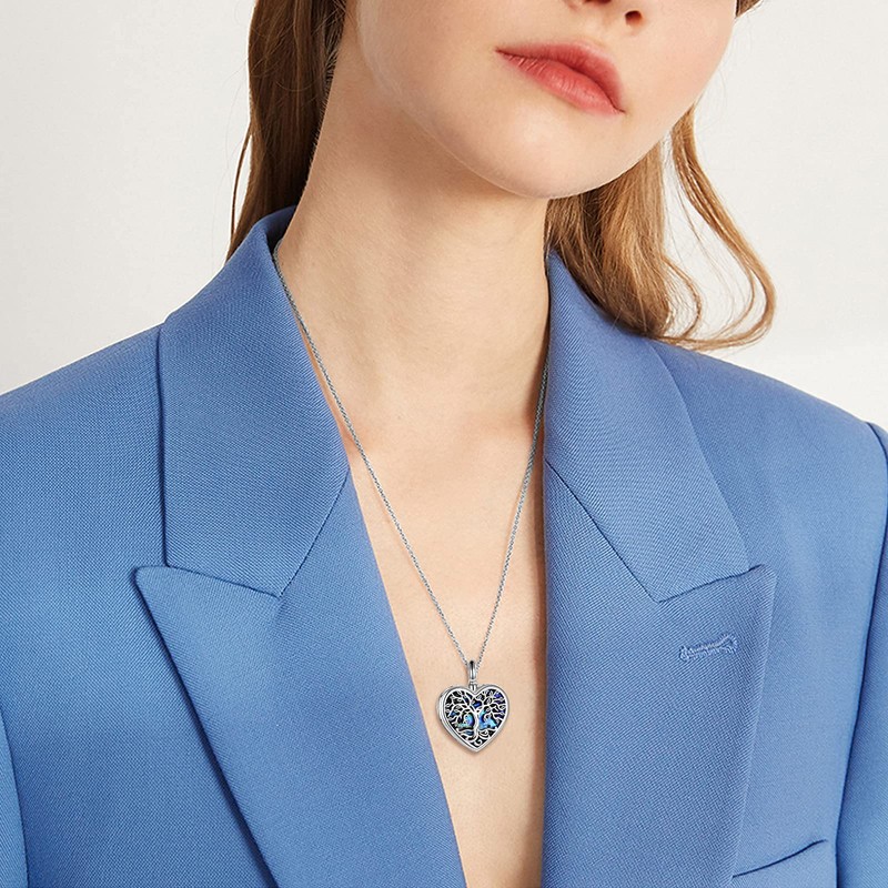 YAFEINI Heart Urn Necklace for Ashes Sterling Silver Abalone Shell