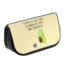 Mr. & Mrs. Panda Cosmetic Bag Avocado Dances Gift Makeup Bag Celebration Vegan Veggie Toiletry Bag Cosmetic Bag Toiletry Bag Healthy, yellow, Hand Drawn