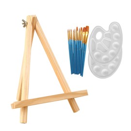 Operitacx Wooden Painting Easel Set for Boys and Girls 1 Set 13pcs Tabletop Art Display with Brush and Triangle Stand