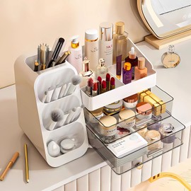 Cosmetic case with drawer, cosmetic storage case, cosmetic display case, suitable for storing skincare products, brushes, lipsticks, eyeshadows, perfumes, and other cosmetic accessories