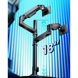 ARES WING ARES WING Dual Monitor Arm for Ultrawide Heavy Duty Curved Monitor Stacking, Fits 17-49 Inch, Vertical Gas Spring Double Monitor Mount with USB, Adjustable Dual Monitor Mount for Desk, Black