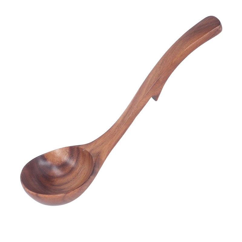 Solid Wood Wooden Spoon - Soup Ladle with Elegant Design