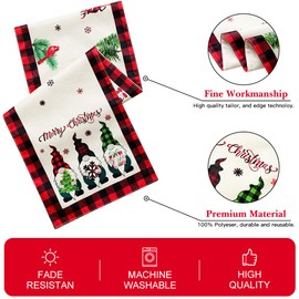 Sungeek Linen Christmas Table Runner, Merry Christmas Table Runner, Kitchen Dining Table Decoration for Indoor and Outdoor, Holiday, Party, Living Room Decor, 30 x 180 cm (Dwarfs)