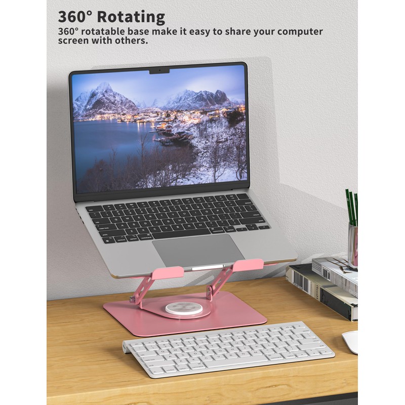 ALASHI Laptop Stand for Desk with 360° Rotating Base, Multi-Angle