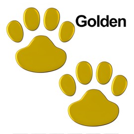 JNNJ Pack of 2 3D Chrome Dog Paw Footprint Car Stickers, Car Accessories, Paw Print, Car Emblem Sticker, Decoration Badge, 3D Chrome Dog Paw Footprint Sticker, Universal (Gold)