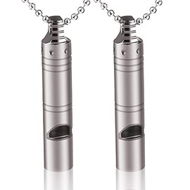 Silbato de emergencia de titanio para exteriores, collar de silbato EDC para mujeres y hombres, silbatos de señal de supervivencia con cordón para camping, senderismo, deportes y