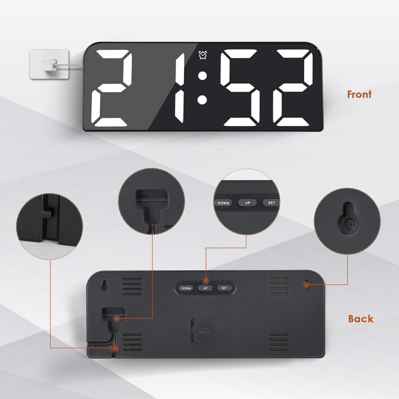 Koolertron Digital Wall Clock, Large Display, LED Clock with Remote