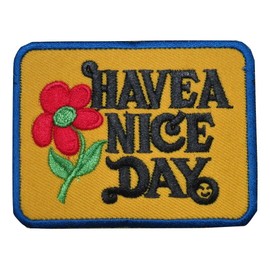 TrendyLuz Have a Nice Day Hippie Peace Love Flower Embroidered Hook and Loop Patch