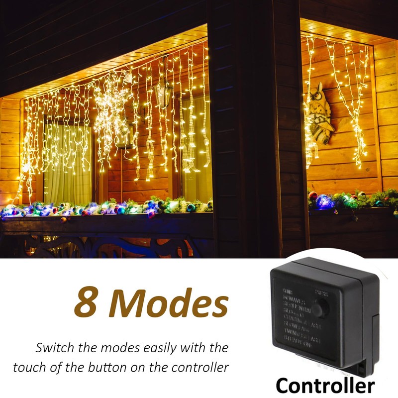 Solhice LED Curtain Lights Outside 40ft x 3ft for Backyard,