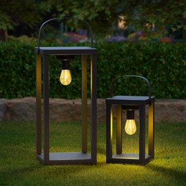 2 Pack Dual Size Outdoor Lantern IP44 Cordless LED Lanterns,Rechargeable Portable Table Lamp for Power Outages, Camping & Patio Decor (Large & Small Set)