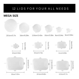 SANBREVE Tapas Reutilizables Herméticas De Silicona Flexible 12 Pzas